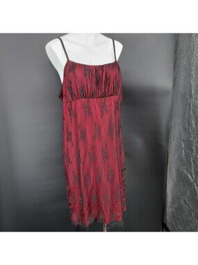 Womens Slip Dress 2XL Red Black Lace Floral Sexy Gothic Whimsy Dark Fairy Grunge